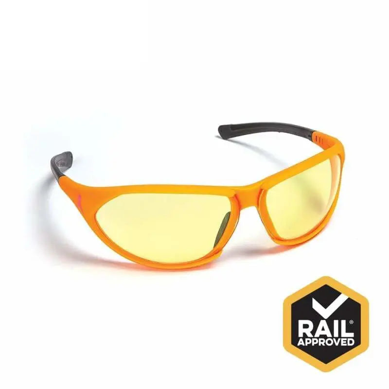 NBCF Safety Glasses - Amber Lens, Rail Spec (Box of 12)