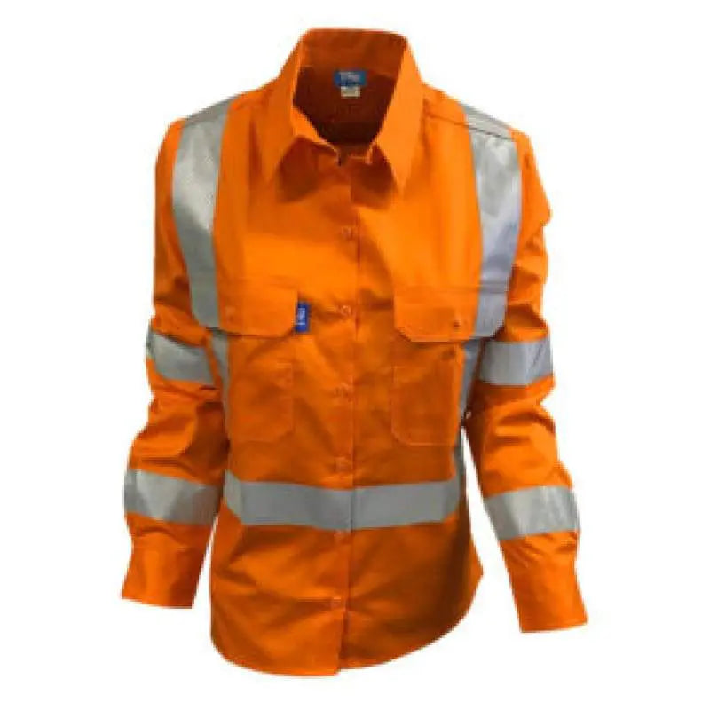 TRU WORKWEAR Women's Cotton Drill Shirt - NSW Rail Tape