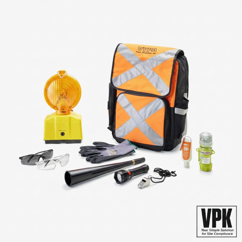 VYPA VPK Rail Track Protection Officer Kit — Heavy Duty Backpack with E-Flare, Beacon, Flags and Whistle