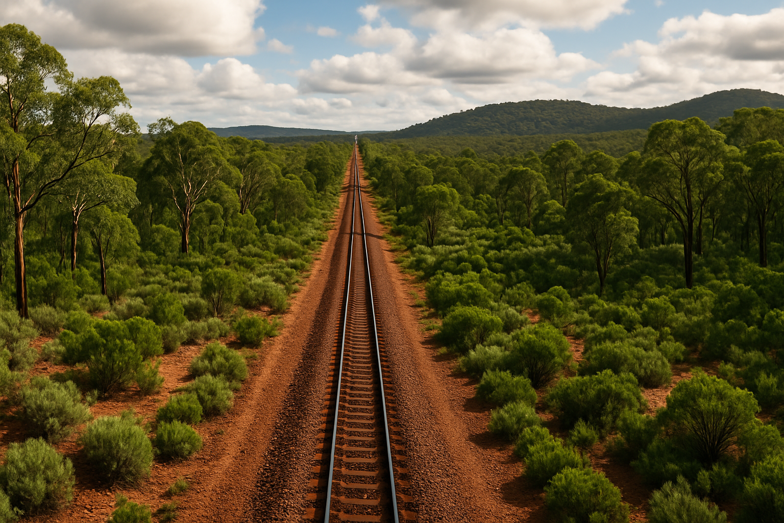 A rail way track going through an australian landscape