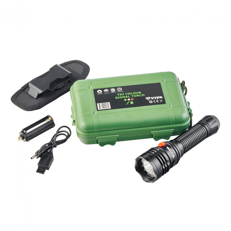 VYPA Tri Colour Signal Rail Torch — Green, White and Red Lights, Magnetic Base
