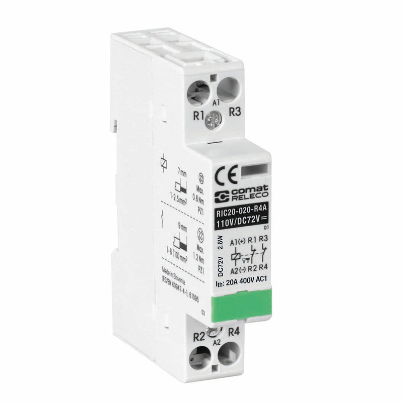 COMAT RIC20-xxx-RC4A Installation Contactor — 2 Pole 20A DC Control