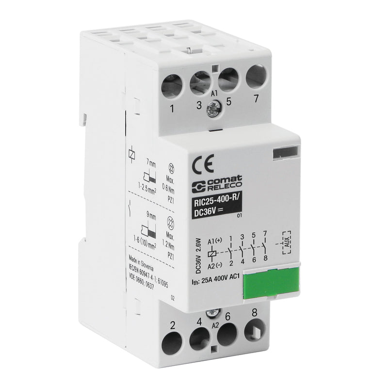 COMAT RIC25-xxx-R Installation Contactor — 4 Pole 25A DC Coil